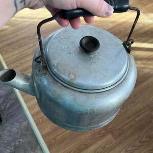 Vintage COMET Aluminum Cowboy Coffee Tea Kettle Wooden Handle